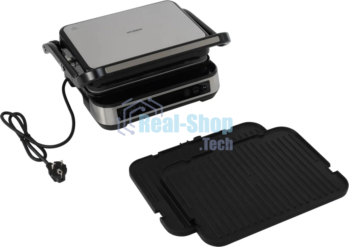 Гриль электрический Hyundai HYG-5020 2000Вт серебристый/черный