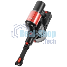 Пылесос вертикальный Kitfort КТ-5389 черный/красный, питание от аккумулятора, 225 Вт, уборка сухая, пылесборник 1 л