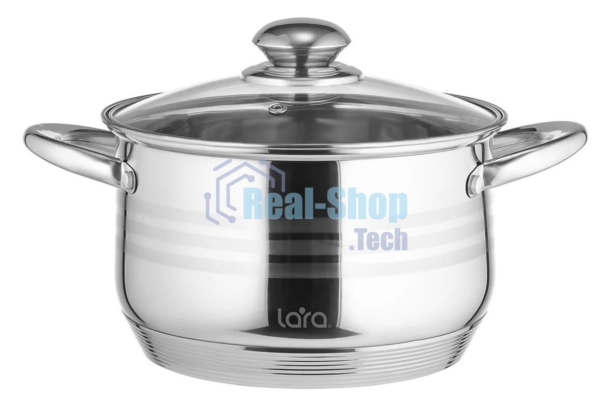 Кастрюля Lara LR02-584 SONATA 22x13 см, 4.9 л, нержавеющая сталь, индукция, с крышкой