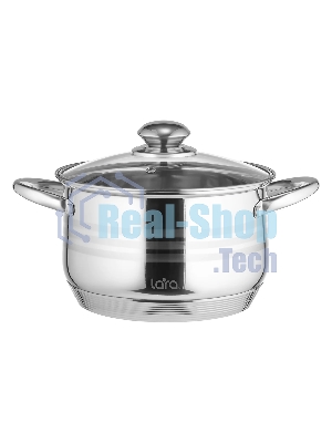 Кастрюля Lara LR02-584 SONATA 22x13 см, 4.9 л, нержавеющая сталь, индукция, с крышкой