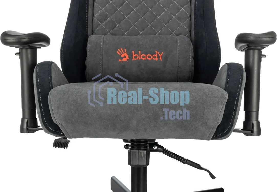 Кресло игровое эргономичное A4Tech Bloody GC-580 серый/черный искусственная замша с подголов. крестов.