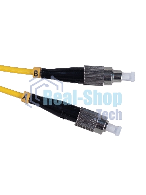 Патч-корд оптический Cabeus Tight Buffer, Duplex LC/FC, OS2 9/125, LSZH, 5м, Ø 3мм, чёрный хвостовик, жёлтый