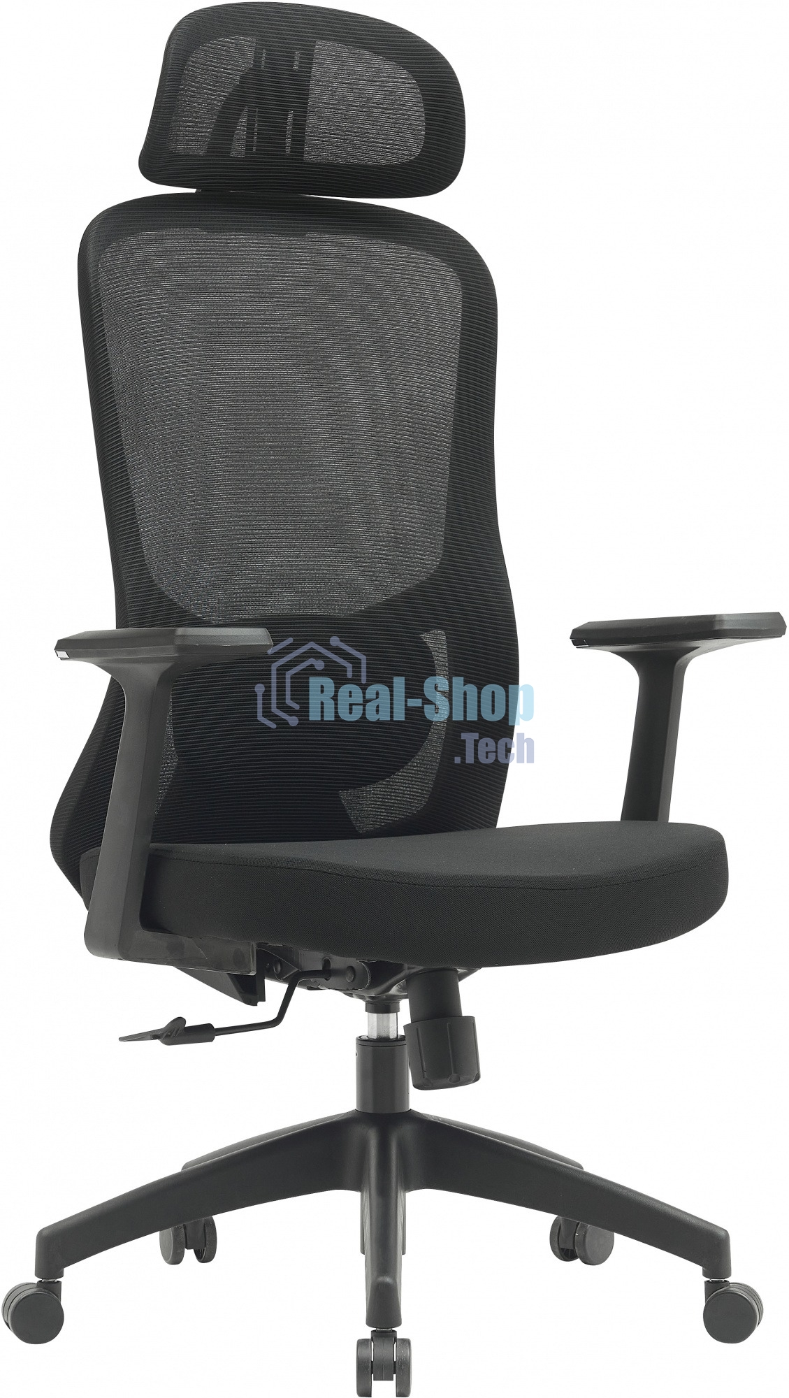 Кресло компьютерное Cactus CS-MC515-BK черный, сиденье черный, сетка/ткань, с подголов. крестов. пластик, пластик черный