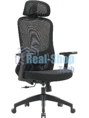Кресло компьютерное Cactus CS-MC515-BK черный, сиденье черный, сетка/ткань, с подголов. крестов. пластик, пластик черный