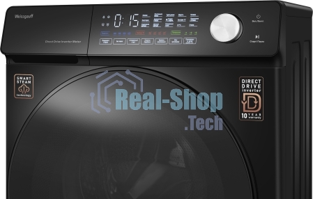 Стиральная машина Weissgauff WM 45126 Steam Direct Drive Matt Black черная, загрузка фронтальная 6кг, 1200 об/мин., класс: A+++