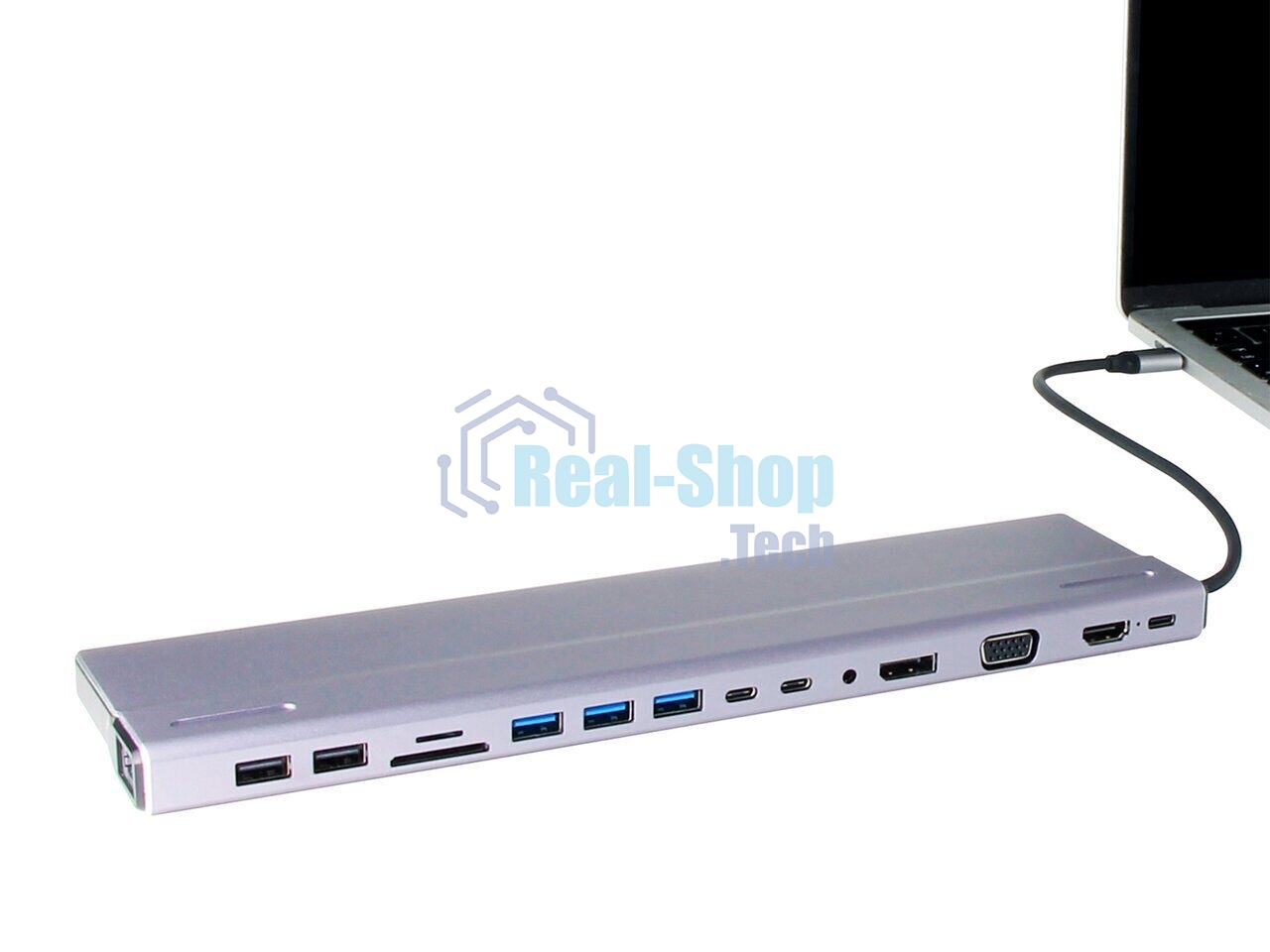 Адаптер VCOM TypeC -->3*USB3.0+2*USB2.0+VGA+RJ45+SD+TF+AUD+HDMI+DP+2*USB3.1 Data+PD