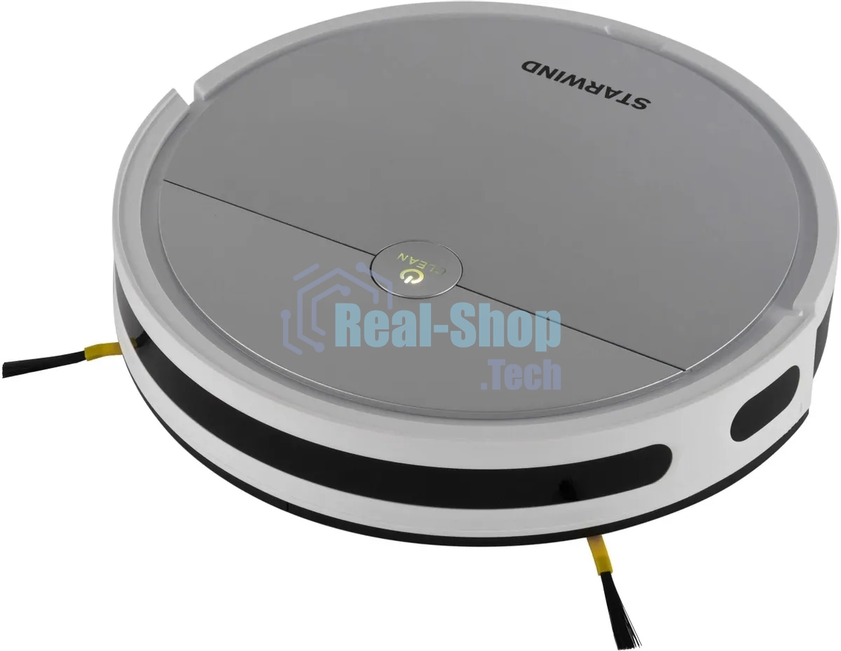 Робот-пылесос Starwind SRV4570 серебристый/белый, 15 Вт, 2000 мА·ч Li-Ion, уборка влажная/сухая, пылесборник контейнер 0.3 л