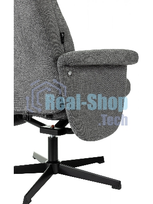 Кресло для дома Бюрократ Baron с пуфом серый, металл черный крестов. (BARON/GREY)