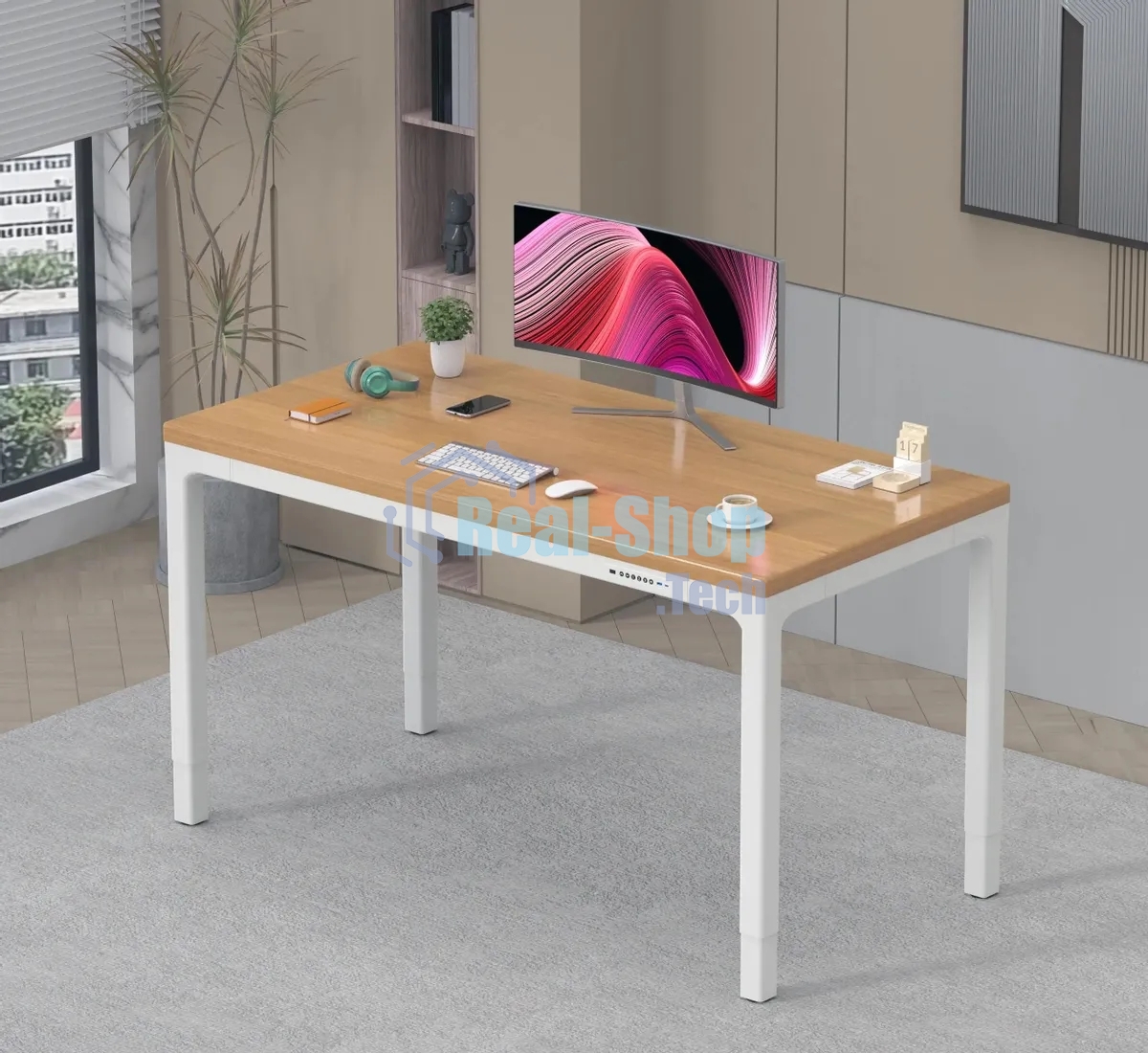 Стол компьютерный Cactus CS-ET-WWD столешница МДФ, белый дуб молочный каркас белый