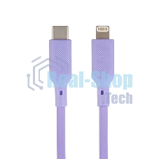 Кабель QUMO, MFI С94, Type-C на MFI Apple 8 pin, силиконовый, 1м, 2,22A, 9V, 20W, PD (фиолетовый)