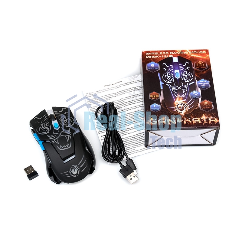 Мышь беспроводная Dialog Gan-Kata MRGK-12UR черный, 1600 dpi, радиоканал, USB, кнопки - 6