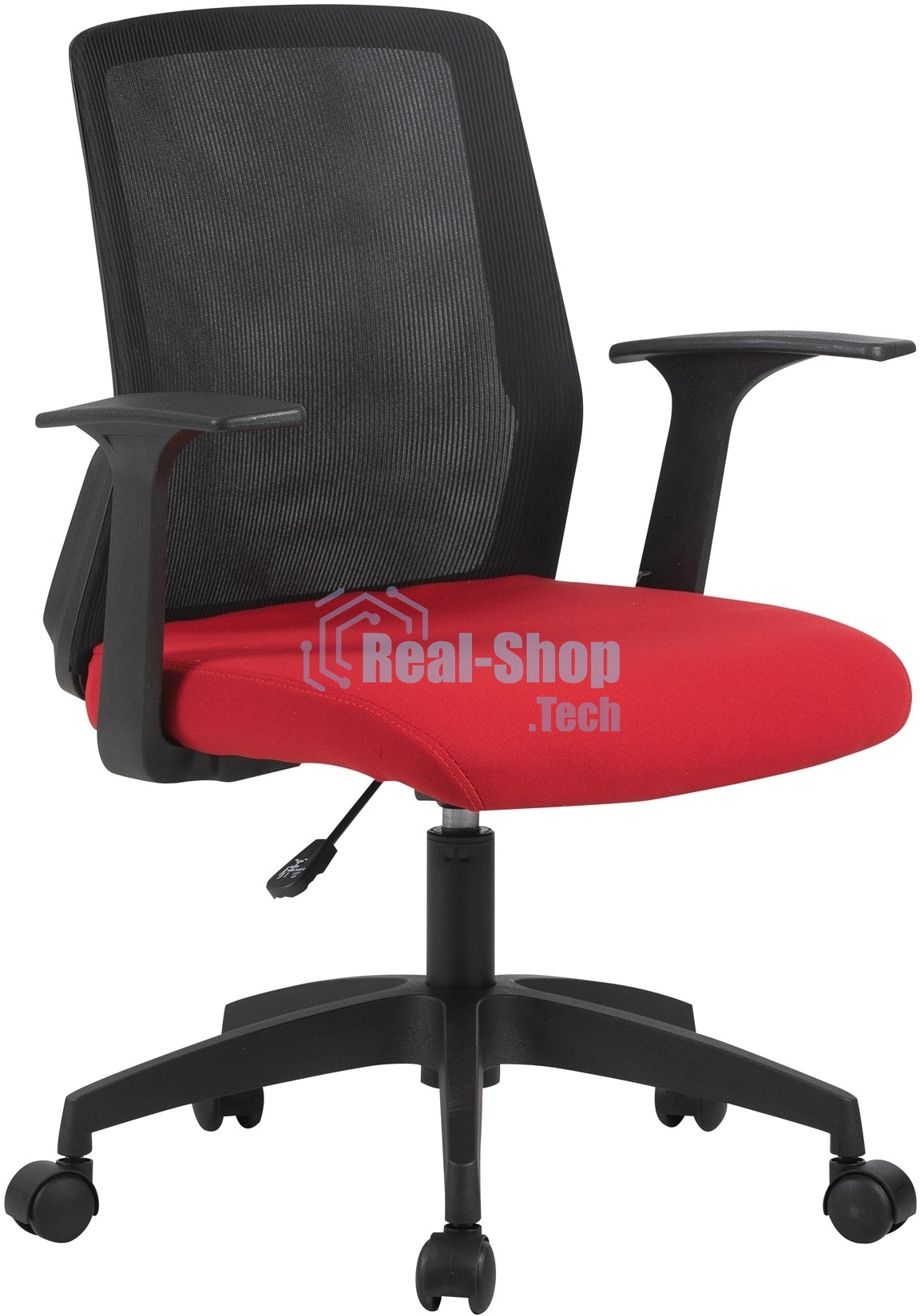 Кресло компьютерное Cactus CS-MC222-BKRD черный, сиденье темно-красный, сетка/ткань, низк.спин. крестов. пластик, пластик черный