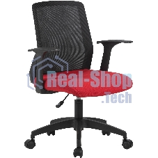 Кресло компьютерное Cactus CS-MC222-BKRD черный, сиденье темно-красный, сетка/ткань, низк.спин. крестов. пластик, пластик черный