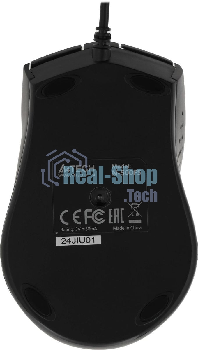 Мышь проводная A4Tech N-500FS черный, 1200 dpi, USB, кнопки - 4