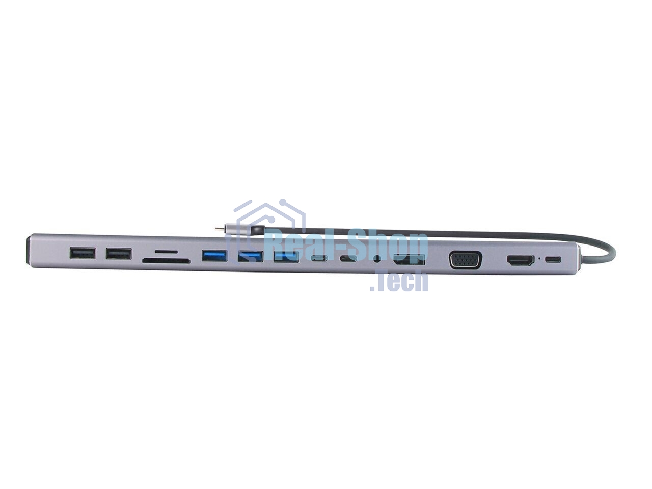 Адаптер VCOM TypeC -->3*USB3.0+2*USB2.0+VGA+RJ45+SD+TF+AUD+HDMI+DP+2*USB3.1 Data+PD