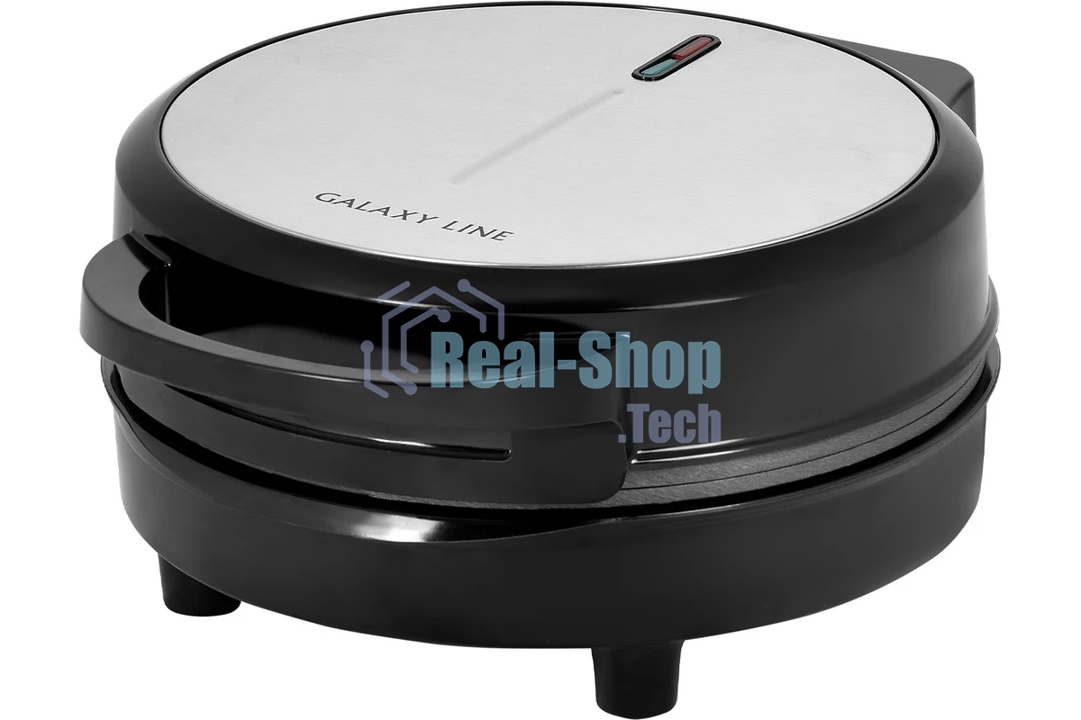 Вафельница Galaxy Line GL 2987, черный с серебристым, с несъемными пластинами, 1200 Вт