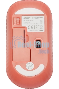 Мышь беспроводная Acer OMR205 бежевый/розовый, 1200 dpi, радиоканал, USB, кнопки - 3