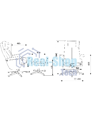 Кресло для дома Бюрократ Baron с пуфом серый, металл черный крестов. (BARON/GREY)