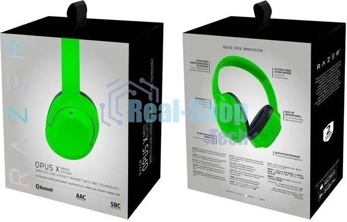 Гарнитура беспроводная Razer Opus X, Bluetooth 5.0, ANC, до 40 часов, зеленый