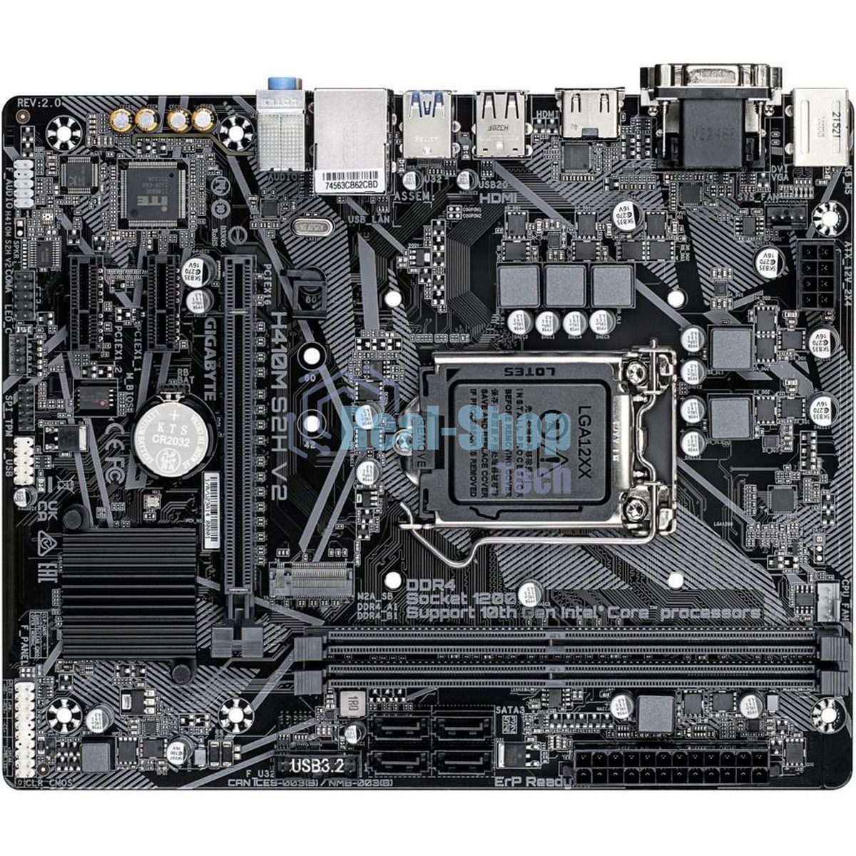 Материнская плата Gigabyte H410M S2H V2 2.1, LGA 1200, Intel Q470, 2xDDR4, 4xSATA, 1xM.2, 1xPCIe 3.0 x16, 2xPCIe x1, 1xHDMI, 1xDVI-D, 1xVGA, 1x 1Gb LAN, 2xUSB-A 3.2 Gen 1, 4xUSB-A 2.0, 3x3.5 мм, 7.1, mATX