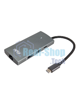 USB-концентратор HIPER Docking station USB-C HUB 6in1 (1*USB-C 100W PD, 1*HDMI 4K@60Hz, 2*USB-A 3.0 (5Gbps data), 1*USB-C 3.0 (5Gbps data), 1*RJ45 Gb)