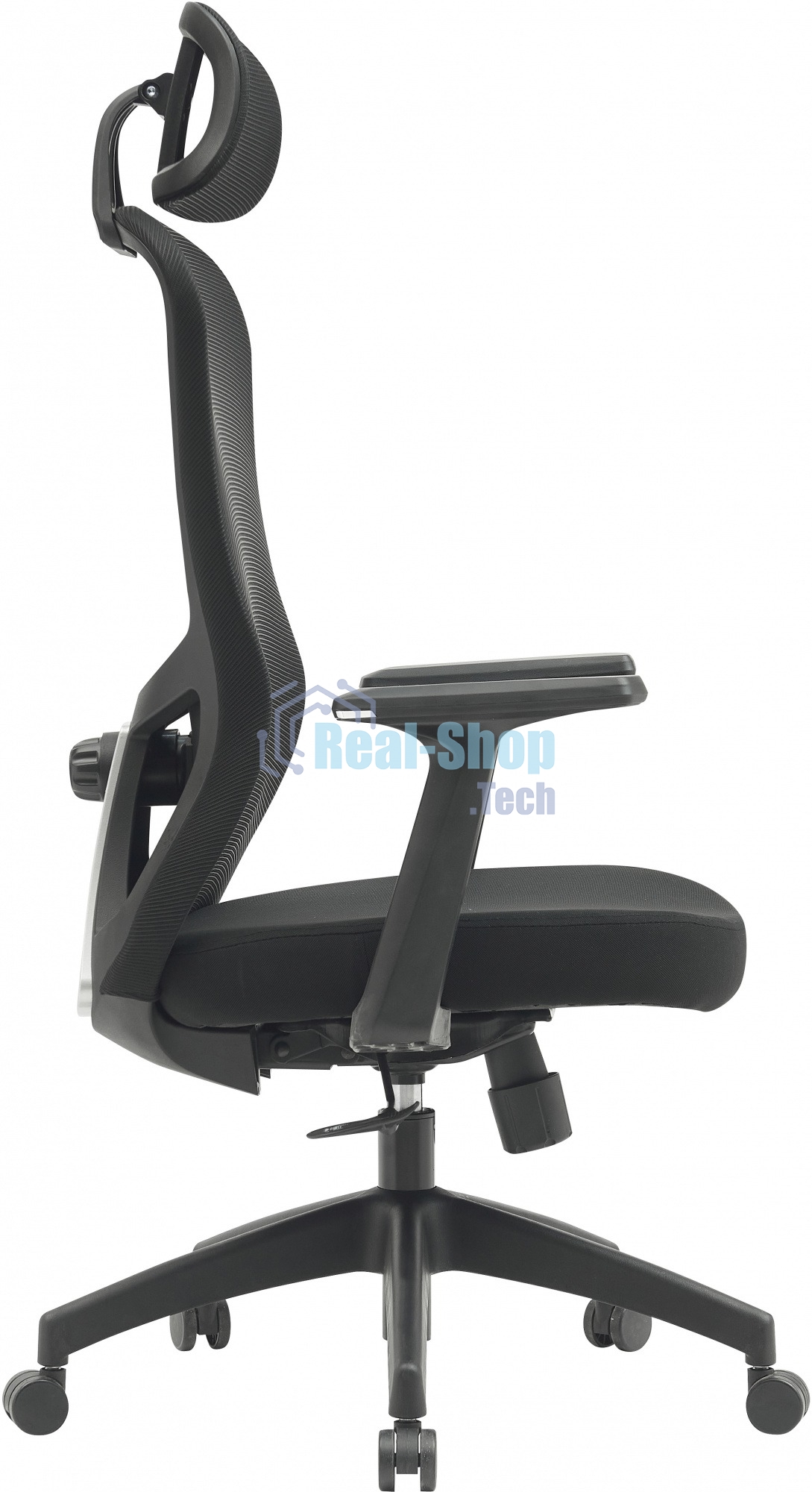 Кресло компьютерное Cactus CS-MC515-BK черный, сиденье черный, сетка/ткань, с подголов. крестов. пластик, пластик черный