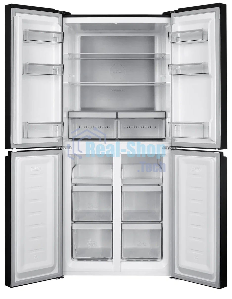 Холодильник Hotpoint HFL4 522I XBR черный трехкамерный 266/160 л морозилка снизу, No Frost, Side by Side