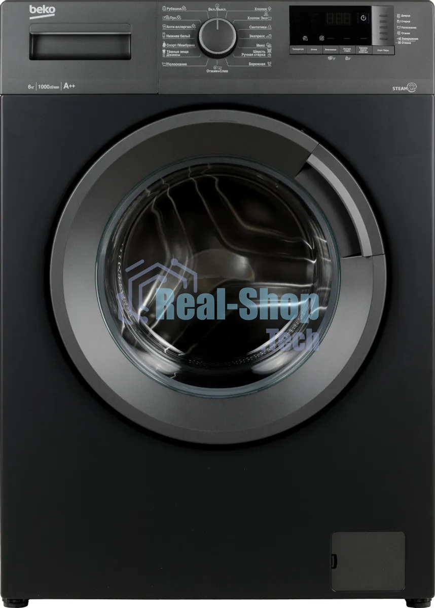 Стиральная машина Beko WSRE6512ZAA 7320210019 черный, загрузка фронтальная 6 кг, 1000 об/мин., класс: А++