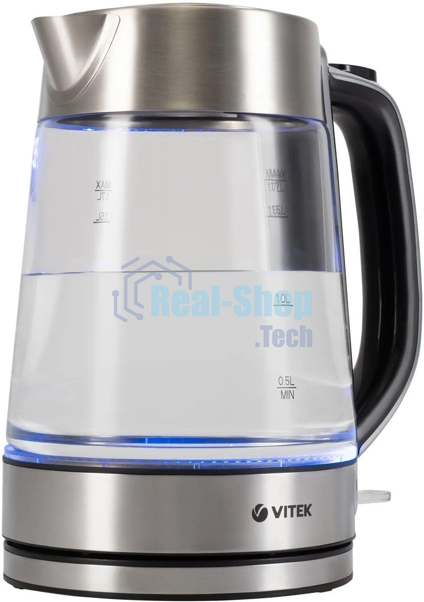 Чайник электрический Vitek VT-1184 1.7л. 2200Вт серебристый корпус: стекло/металл