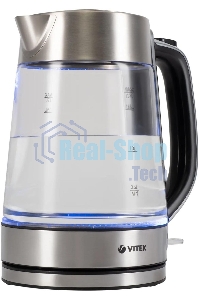 Чайник электрический Vitek VT-1184 1.7л. 2200Вт серебристый корпус: стекло/металл
