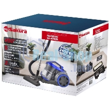 Пылесос Sakura SA-8315BL синий/черный, 450/2400 Вт, уборка сухая, пылесборник контейнер, 2 л