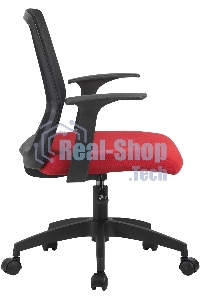 Кресло компьютерное Cactus CS-MC222-BKRD черный, сиденье темно-красный, сетка/ткань, низк.спин. крестов. пластик, пластик черный