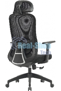 Кресло компьютерное Cactus CS-MC515-BK черный, сиденье черный, сетка/ткань, с подголов. крестов. пластик, пластик черный