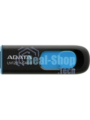 Флешка USB ADATA UV128 (AUV128-64G-RBE), 64Gb, USB 3.0, R/W 100/30, черный/синий