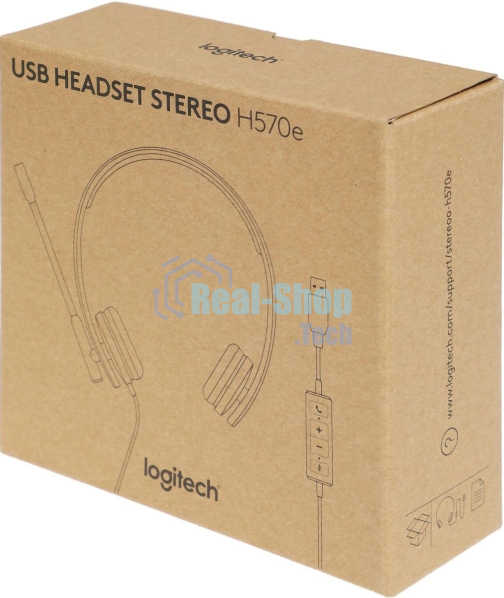 Гарнитура Logitech USB Headset H570e Stereo чёрный, проводная, USB