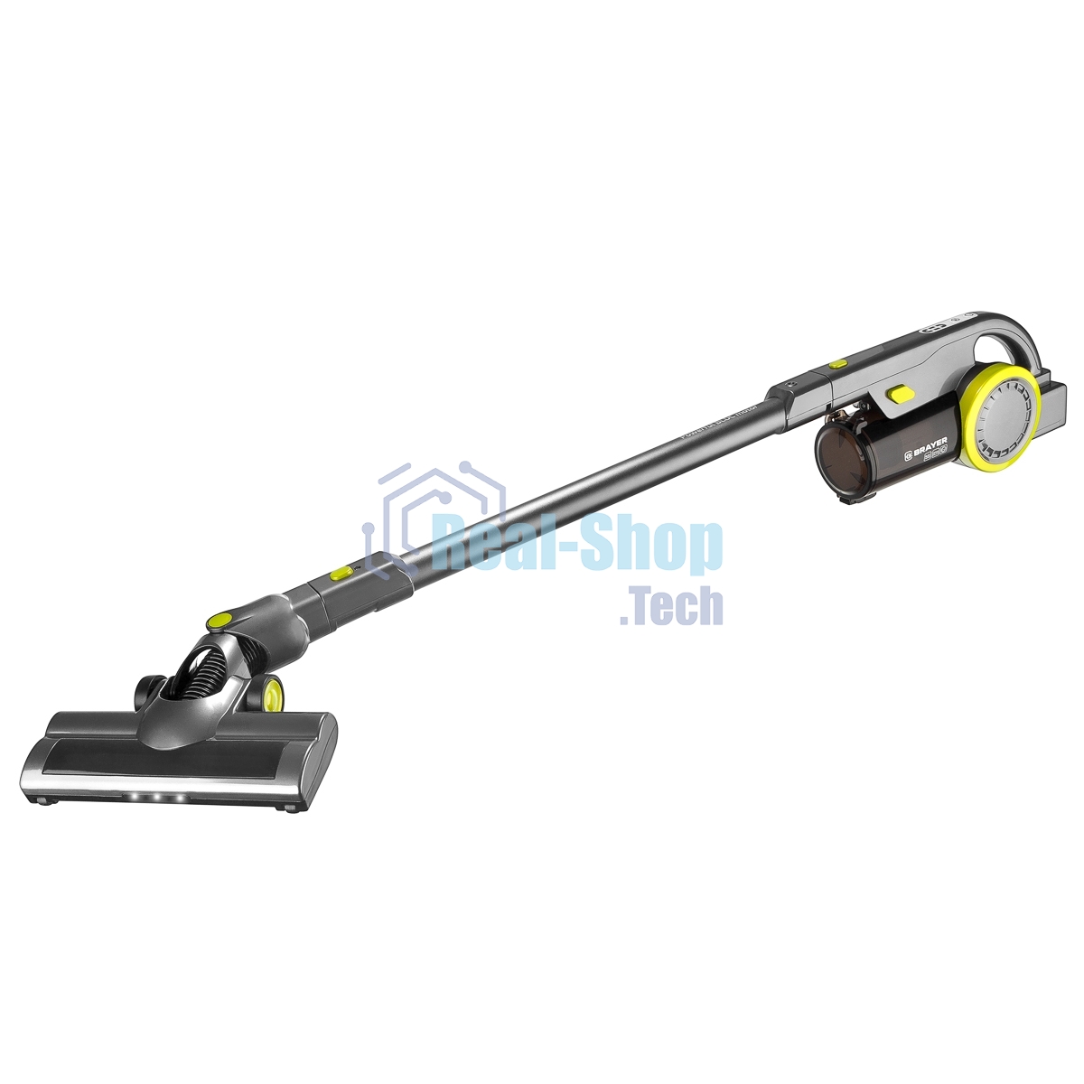Пылесос вертикальный BRAYER BR4262 черный/желтый, питание от аккумулятора, 180 Вт, уборка сухая, пылесборник 1 л