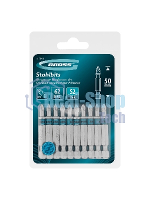 Бита Gross PZ1х50 мм, сталь S2, шестигр., 10 шт.