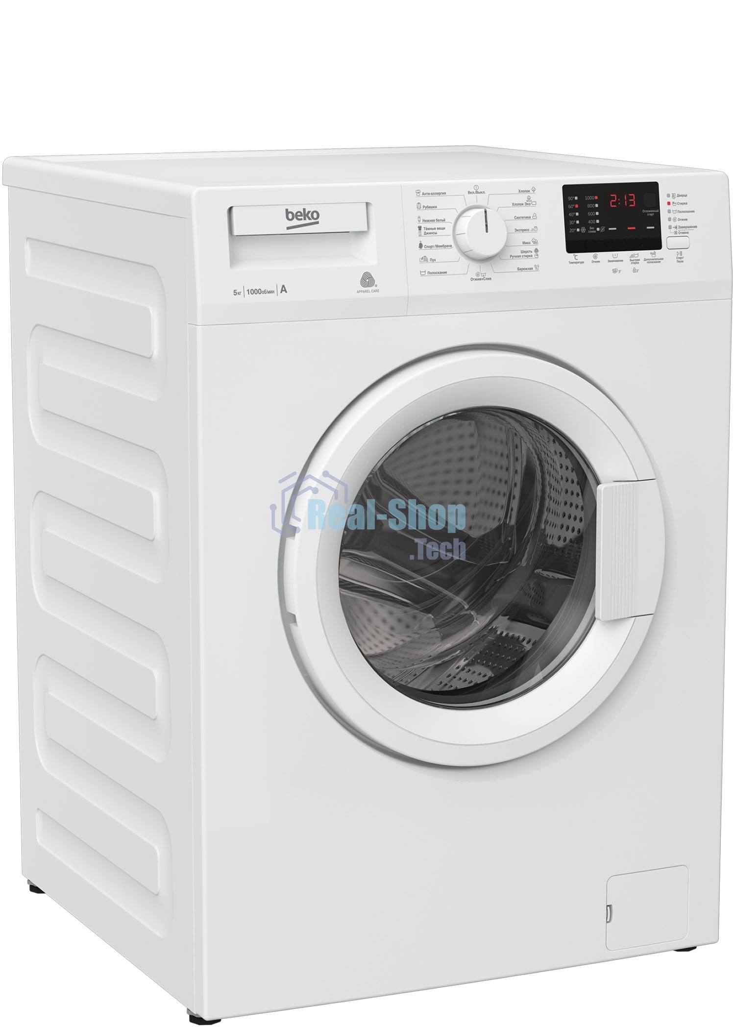 Стиральная машина Beko WRE55P2BWW белый, загрузка фронтальная 5 кг, 1000 об/мин, класс A