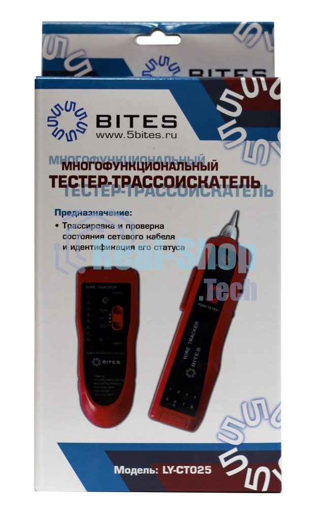 Тестер-трассоискатель кабеля 5bites LY-CT025 для RJ45/11/12, генератор тонального сигнала