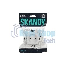 Розетка SKANDY 10А без заземл. без защ. шторок SK-R02W арктич. бел. IEK SK-R10-10-K01