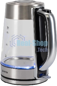 Чайник электрический Vitek VT-1184 1.7л. 2200Вт серебристый корпус: стекло/металл