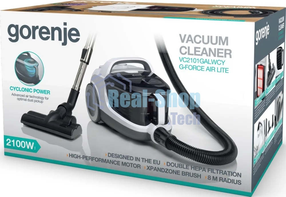 Пылесос Gorenje VC2101GALWCY (731886) белый, 300/2100 Вт, уборка сухая, пылесборник контейнер, 3.3 л