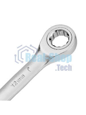 Ключ комбинированный трещоточный Denzel 12 мм, CrV, матовый хром