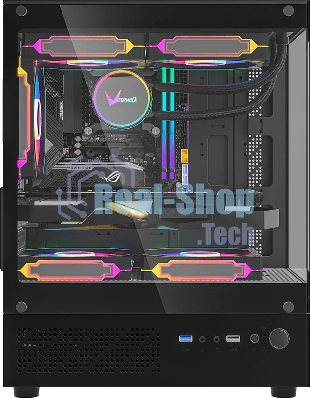 Компьютерный корпус MiniTower AeroCool/Formula Crystal Z1CM PLUS AR black (mATX, без БП, USB Type-A+USB Type-C) (Crystal Z1CM Plus Black AR)