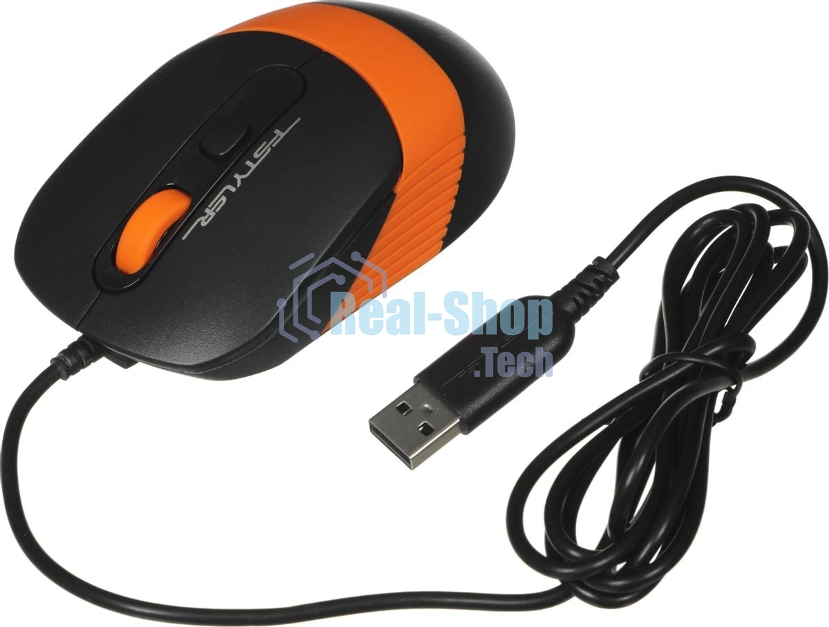 Мышь проводная A4Tech Fstyler FM10 черный/оранжевый, 1600 dpi, USB, кнопки - 4