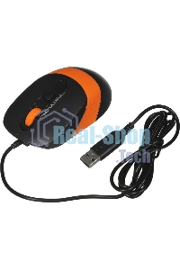 Мышь проводная A4Tech Fstyler FM10 черный/оранжевый, 1600 dpi, USB, кнопки - 4