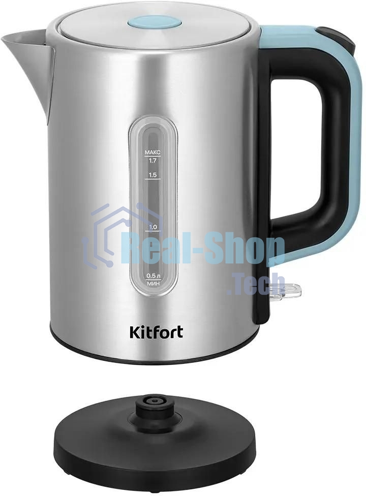 Чайник электрический Kitfort КТ-8703 1.7л. 2200Вт нержавеющая сталь/черный корпус: нерж.сталь/пластик