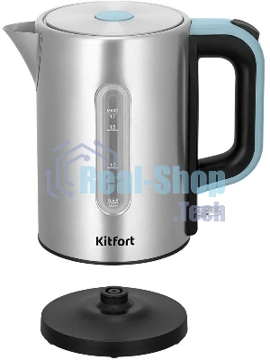Чайник электрический Kitfort КТ-8703 1.7л. 2200Вт нержавеющая сталь/черный корпус: нерж.сталь/пластик