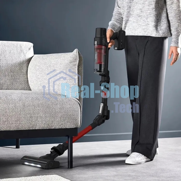 Пылесос вертикальный Tefal TY6A83WO черный/красный, питание от аккумулятора, 140 Вт, уборка сухая, пылесборник 0.44 л