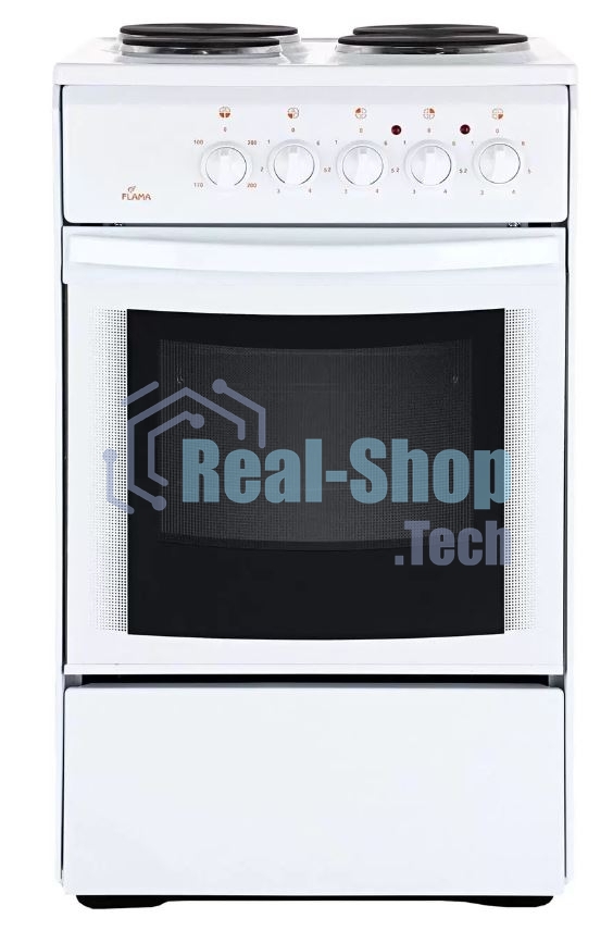 Плита электрическая Flama AE 1403 W белый, конфорок 4 шт, духовка 50 л, 50 см x 85 см x 60 см